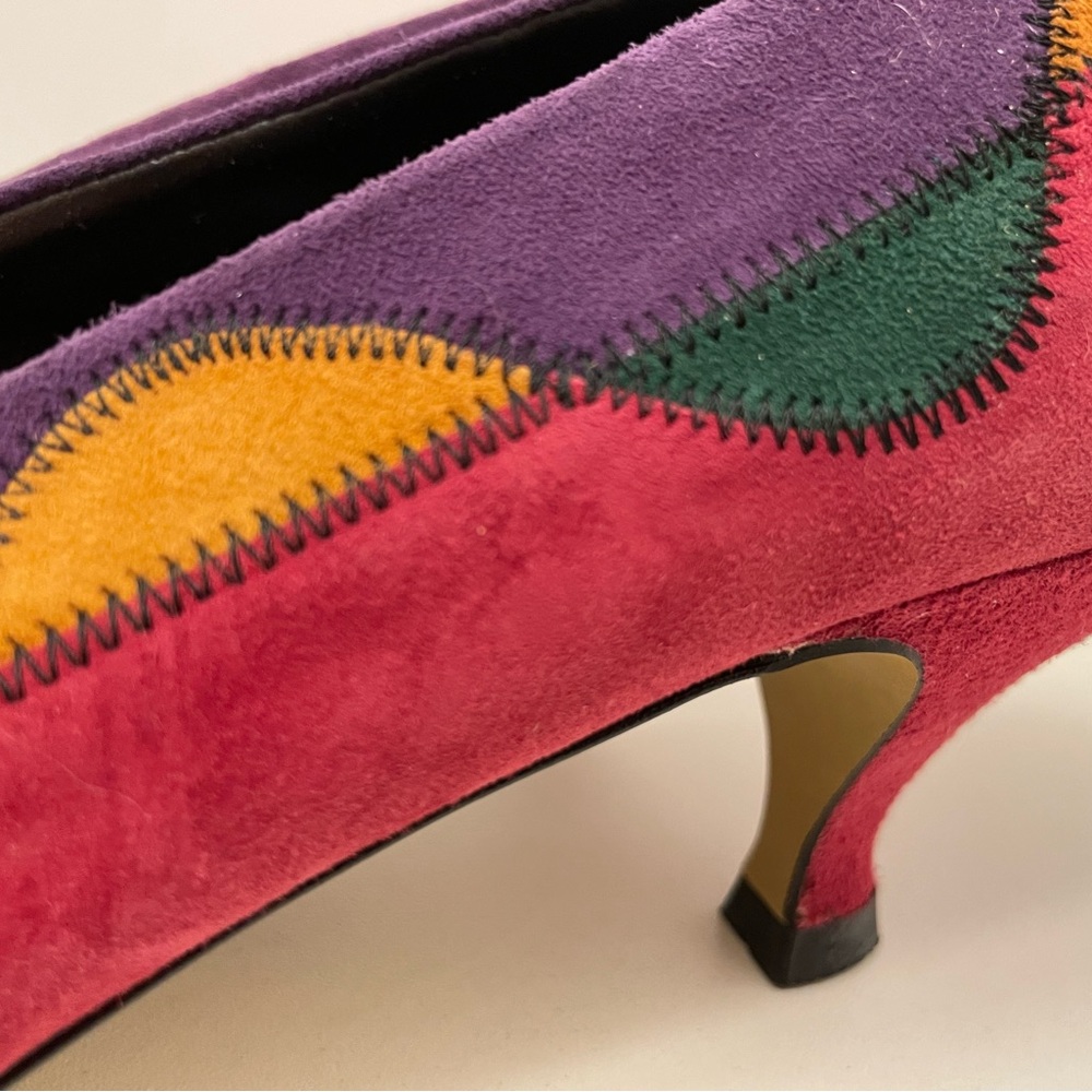 Vintage Multicolor Suede Pointed Toe Women’s Flats - Picture 5 of 9